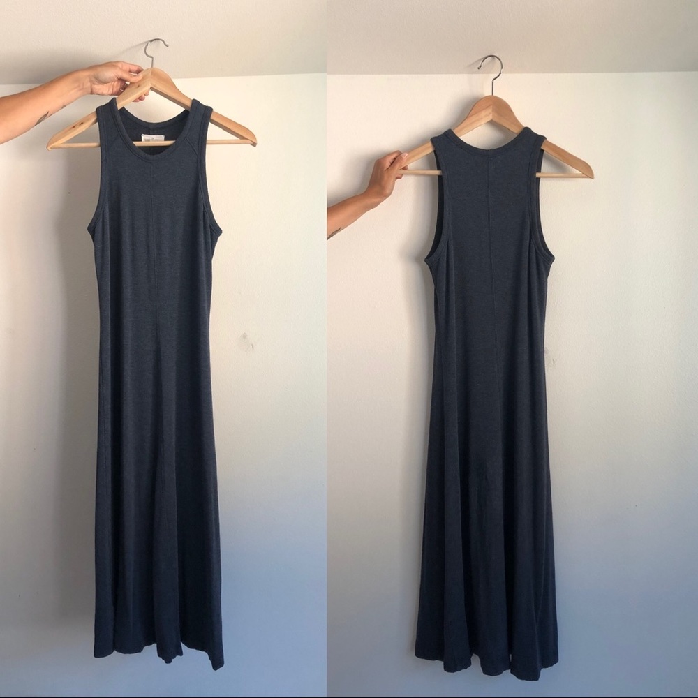 Lou & Grey racerback dress, grey/navy, size small